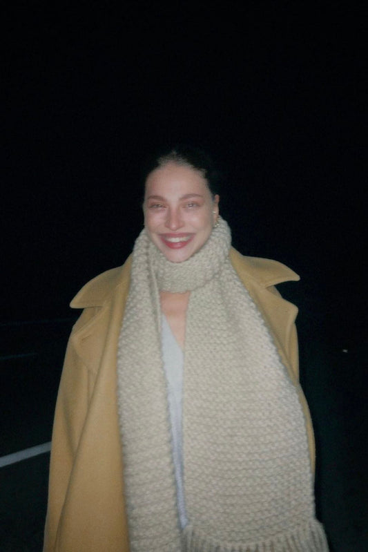 Beige Hand-Knitted Scarf