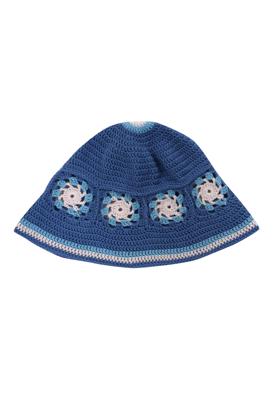Blue Flower Power 'Hand-Knitted' Hat