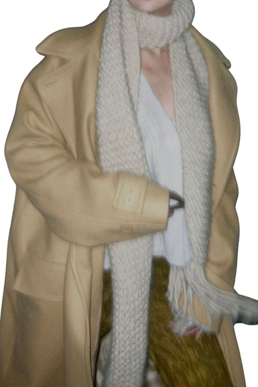 Beige Hand-Knitted Scarf