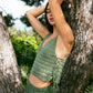 V-Neck Hand-Knitted Green Crop