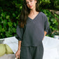 Anthracite V Neck Lodos Top