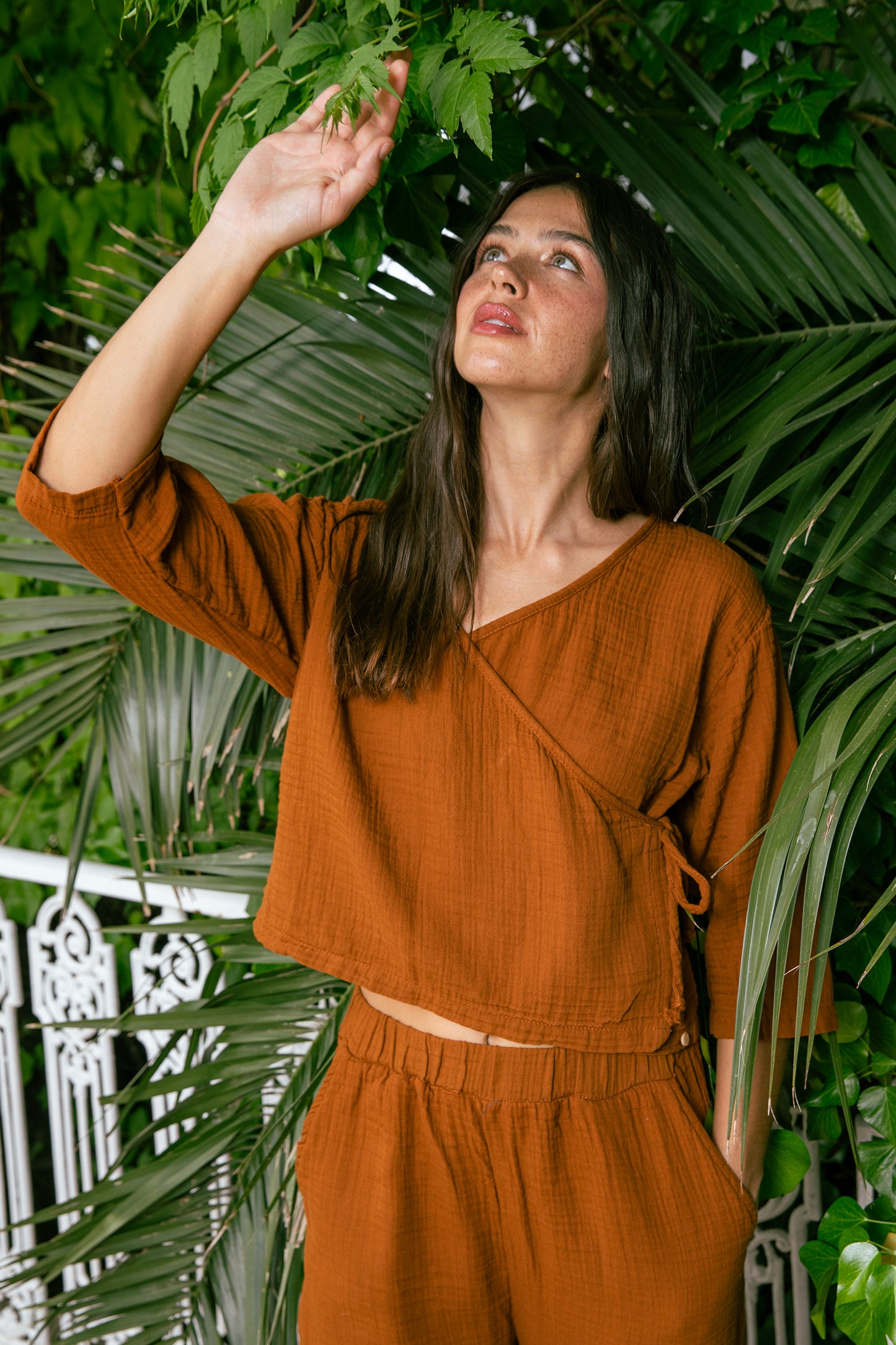 Cinnamon Muslin Wrap Top