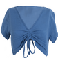 Blue Muslin Drawstring Crop