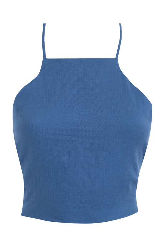 Blue Muslin Crop