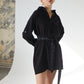 Black Shirt-Dress with Flower Pattern Belt