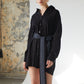 Black Shirt-Dress with Ethnic Pattern Belt