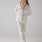 Clef Pattern White Long Pajama Set