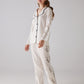 Clef Pattern White Long Pajama Set