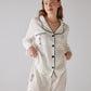 Clef Pattern White Long Pajama Set