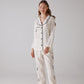 Leaf Pattern White Long Pajama Set