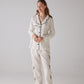 Leaf Pattern White Long Pajama Set