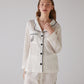 Leaf Pattern White Long Pajama Set