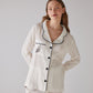 Leaf Pattern White Long Pajama Set