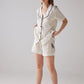 Leaf Pattern White Short Pajama Set