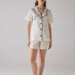 Leaf Pattern White Short Pajama Set