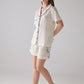 Clef Pattern White Short Pajama Set