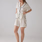 Clef Pattern White Short Pajama Set