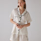 Clef Pattern White Short Pajama Set