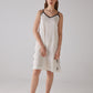 Leaf Pattern White Night-Gown with Strap