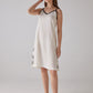 Leaf Pattern White Night-Gown with Strap