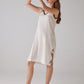 Leaf Pattern White Night-Gown with Strap