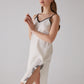 Leaf Pattern White Night-Gown with Strap