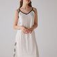 Leaf Pattern White Night-Gown with Strap