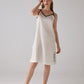 Clef Pattern White Night-Gown with Strap