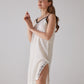 Clef Pattern White Night-Gown with Strap