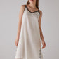 Clef Pattern White Night-Gown with Strap