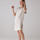 V-Necked Clef Pattern White Night-Gown