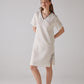 V-Necked Clef Pattern White Night-Gown