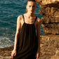 Cross Back Black Muslin Dress