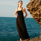 Cross Back Black Muslin Dress