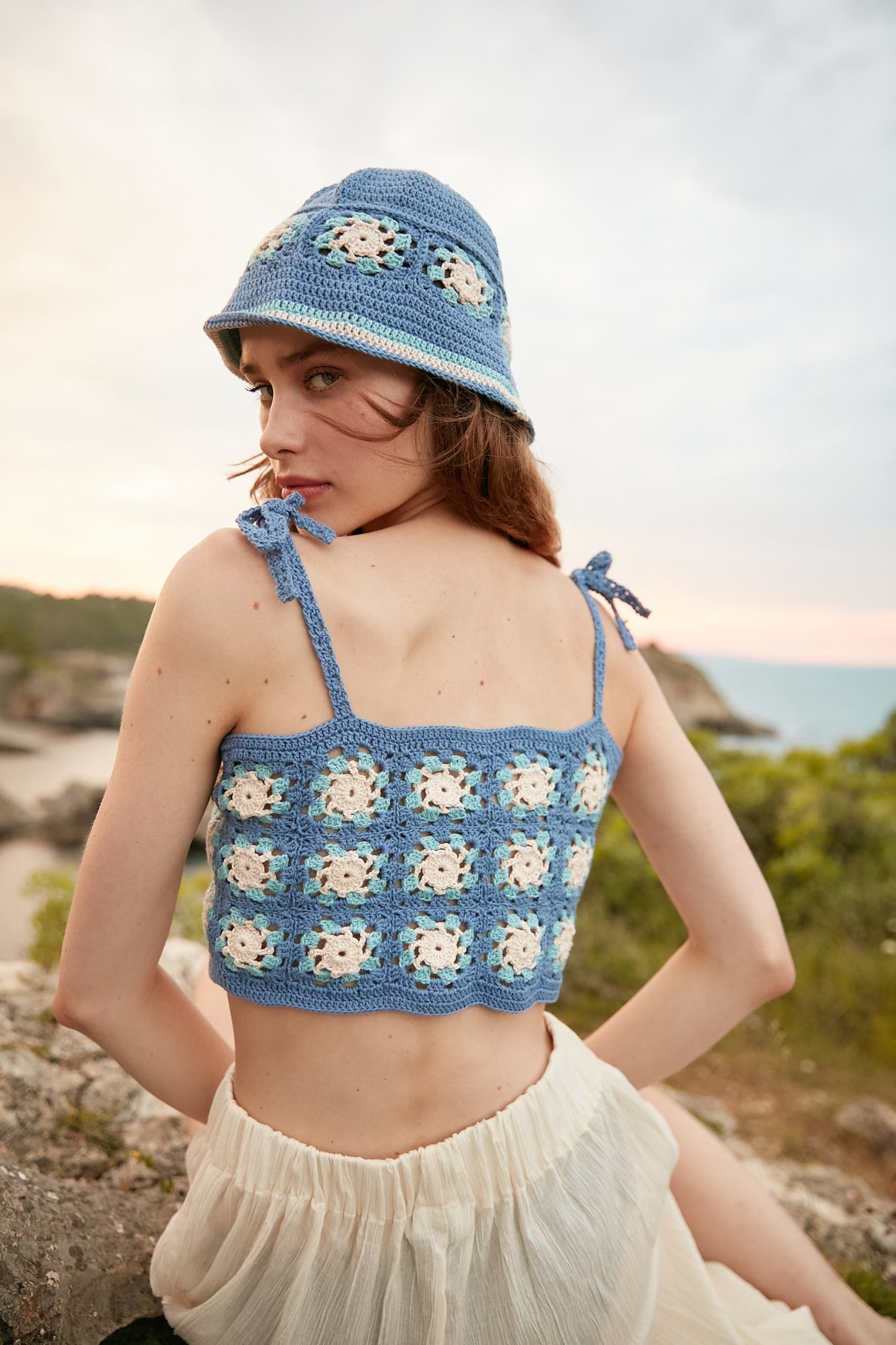 Light Blue Hand Knitted Crop