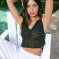 V-Neck Hand-Knitted Black Crop