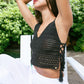 V-Neck Hand-Knitted Black Crop