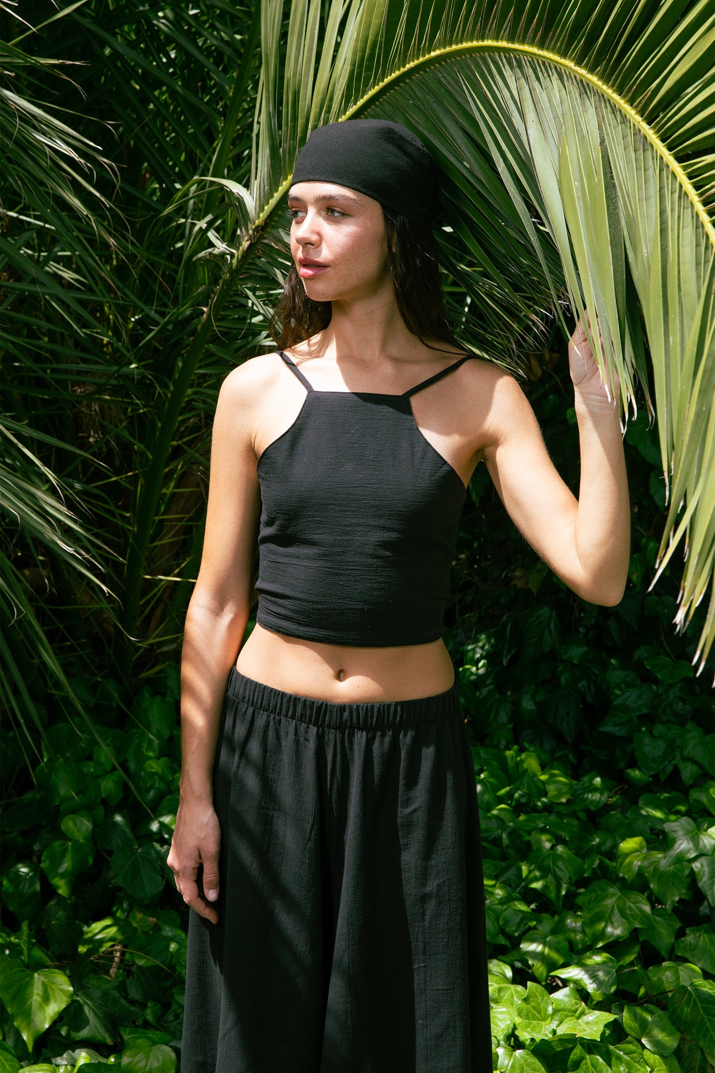 Black Gauze Crop