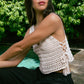 V-Neck Hand-Knitted Cream Crop