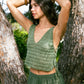 V-Neck Hand-Knitted Green Crop