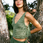 V-Neck Hand-Knitted Green Crop